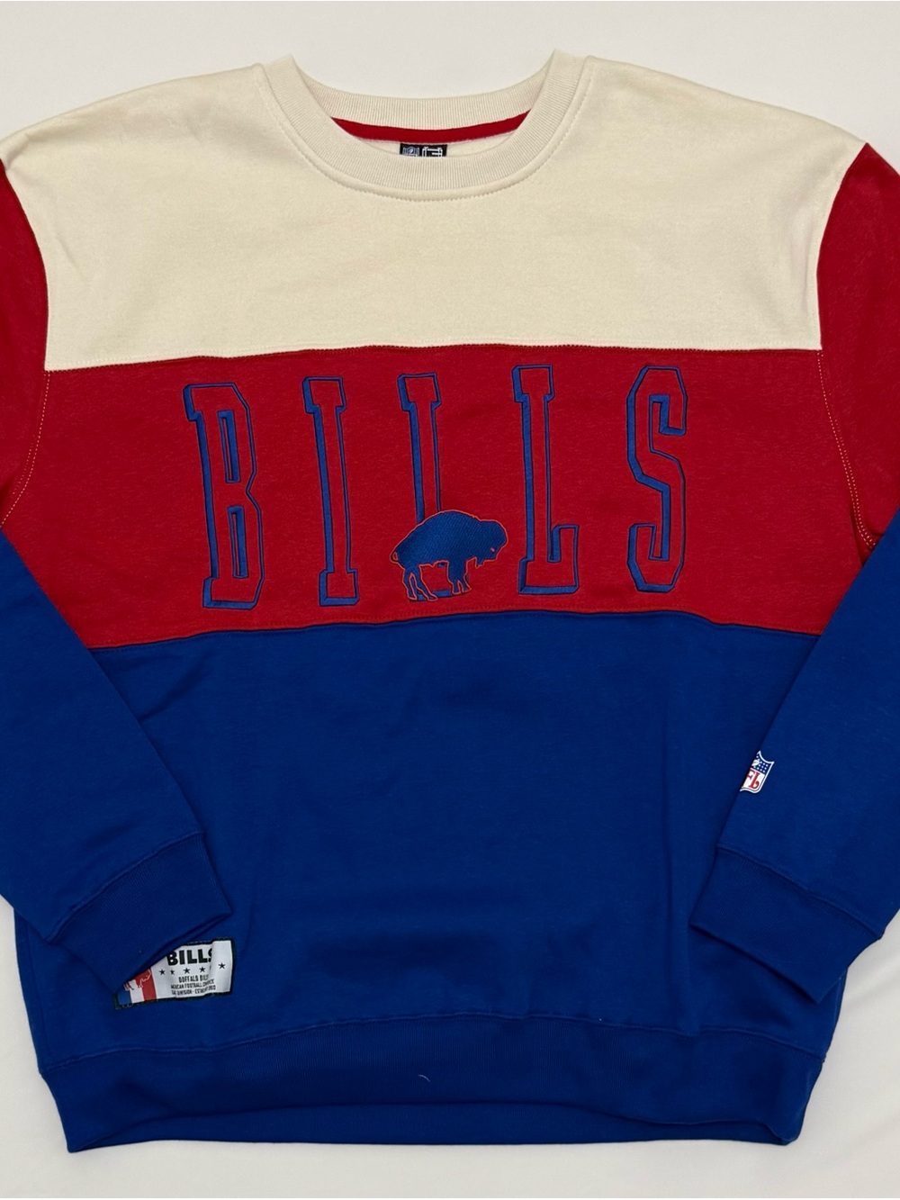 NWT Buffalo Bills Ultra Game Colorblock Pullover Crewneck Sweatshirt Size XL
